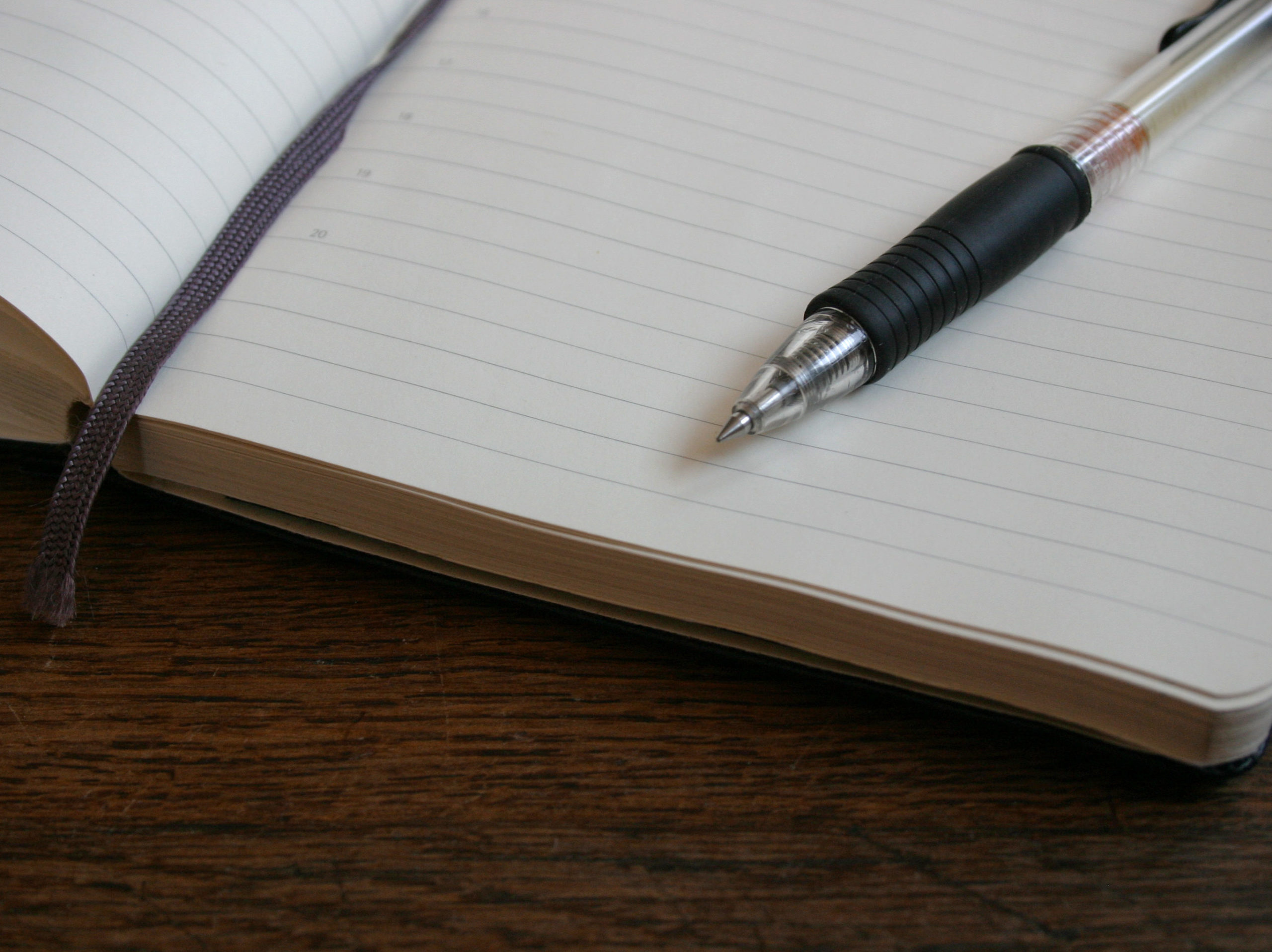 Pen on lined notebook